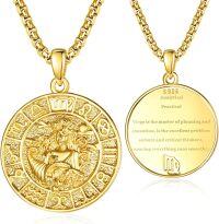 wholesale  Sterling Silver Zodiac Necklace for Men 12 Constellation Horoscope Pendant Birthday Father s Day Gift -Virgo Gold-Gold-Virgo