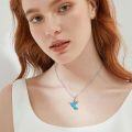 wholesale 925 Sterling Silver Blue Opal Hummingbird Necklace for Women Mom Gifts-0-1
