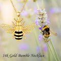 wholesale 14K Gold Bee Pendant Necklace Minimalist Fine s for Her Birthday Anniversary Valentines Mother's Day-0-4