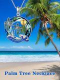wholesale TOUPOP Ocean Necklace For Women 925 Sterling Silver Palm Tree/wave Pendant Necklace With Crystal Anniversary Birthday Jewelry Gifts For Wife -0-4