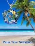 TOUPOP Sterling Silver Crystal Ocean Palm Tree Wave Pendant Necklace-0-4