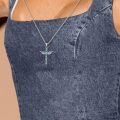 wholesale 925 Sterling Silver & Turquoise Angel Feather Cross Necklace with Heart Stone, 18 Adjustable Chain-0-4