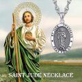 wholesale 925 Sterling Silver St Jude Thaddeus Oval Religious Catholic Pendant Necklace-0-4