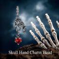 wholesale 925 Sterling Silver Gothic Skeleton Hand Heart Charm for Women-0-4