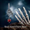 wholesale 925 Sterling Silver Gothic Skeleton Hand Heart Charm for Women-0-4