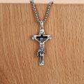 wholesale 925 Sterling Silver Crucifix Cross Jesus Christ Pendant Necklace for Men Women with INRI Inscription and 3MM  Cable Chain (Silver)-0-1