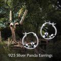 wholesale 925 Sterling Silver Panda Bear Huggie Hoop Earrings for Women Girls  4cm Diameter-0-5