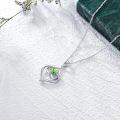wholesale TOUPOP Forever Love Heart August Birthstone Pendant Necklaces For Women S925 Sterling Silver With Peridot, Birthday Mother’s Day Jewelry Gift For Mom Daughter Wife -0-4