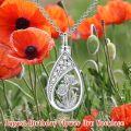 wholesale 925 Sterling Silver Floral Tear Drop Keepsake Pendant Necklaces w/Funnel Set for Women's Memorial Jewelry-0-3