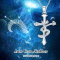 wholesale 925 Sterling Silver Zodiac Constellation Star Cross Pendant Necklace with Cubic Zirconia Stones and Chain 45cm Length-0-1