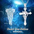 wholesale 925 Sterling Silver Purple Crystal Star and Stone Decorated Zodiac Constellation Cross Pendant Necklace-0-2
