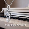 wholesale 925 Sterling Silver Treble Clef Heart Pendant Necklace Musical  for Women Girls-0-1