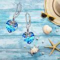 wholesale 925 Sterling Silver Crystal Heart Turtle Dangle Earrings-0-1