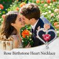 wholesale 925 Sterling Silver Rose Heart Birthstone Necklace for Women Valentine s Day Mother s Day Gift-0-5