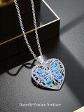 wholesale TOUPOP Butterfly Necklaces For Women Sterling Silver Opal Butterfly Heart Pendant Cute Animal Jewelry Gifts For Women -0-2