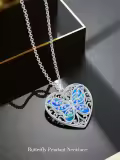TOUPOP Sterling Silver Opal Butterfly Heart Pendant Necklace For Women-0-2