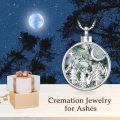 wholesale 925 Sterling Silver & Artificial Moss Agate Crystal Mountain Urn Pendant Necklace for Ashes Memorial Jewelry Gift-0-5
