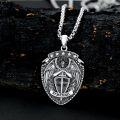 wholesale 925 Sterling Silver Saint Michael Shield Necklace with Cross and Stars Pendant & 24in  for Men/Women-0-1
