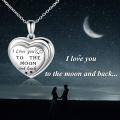 wholesale 925 Sterling Silver Heart Photo Locket Necklace I Love You To The Moon And Back-0-6