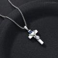 wholesale 925 Sterling Silver Sports Cross Urn Pendant Necklace  with Funnel Kit - Basketball Football Baseball Cremation Jewelry for Men & Women-0-2