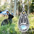 wholesale 925 Sterling Silver Moonstone Forest Rabbit Pendant Necklace for Women Girls Gifts-0-2