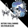 wholesale 925 Sterling Silver Butterfly Skull Dangle Earrings Gothic Halloween  for Her-0-4