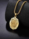 wholesale 925 Sterling Silver & 24k Gold Plated Saint Peregrine Medal Pendant Necklace for Men/Women-0-2
