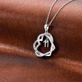 TOUPOP Sterling Silver Heart Pendant Necklace with Stone-0-5