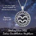 wholesale Sterling Silver Blue Sandstone 12 Zodiac Constellation Necklace for Women Men-0-10
