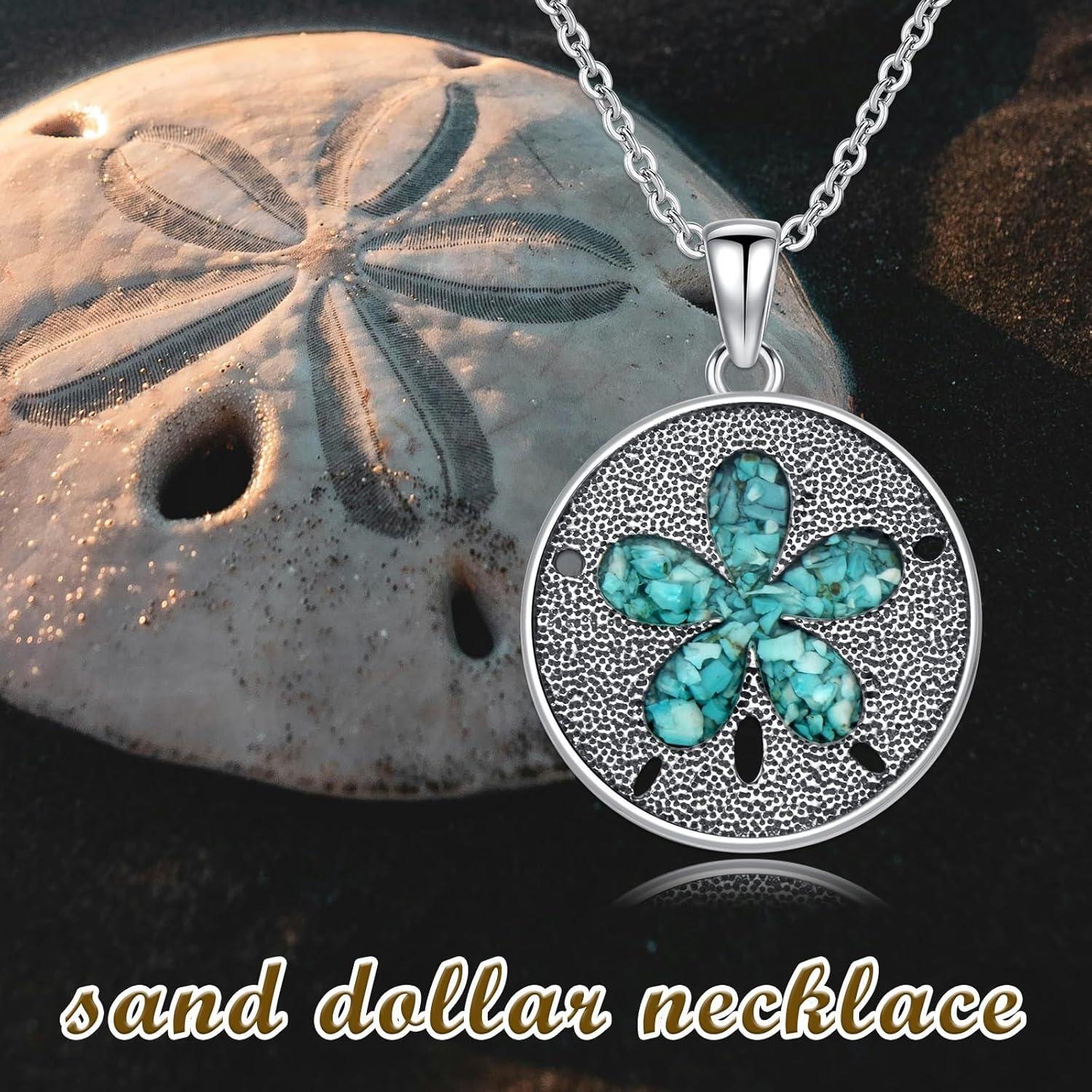 925 Sterling Silver Turquoise Flower Pendant Necklace for Women-0-3