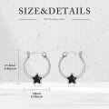 wholesale 925 Sterling Silver Black Star Hoop Earrings 20mm Austrian Crystals-0-5