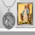 wholesale 925 Sterling Silver Oval Virgin Mary Pendant Necklace - Our Lady of Guadalupe Catholic Jewelry for Women and Men-0-5
