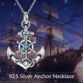 wholesale 925 Sterling Silver Turquoise and Shell Pendant Anchor Necklace for Women & Men-0-2