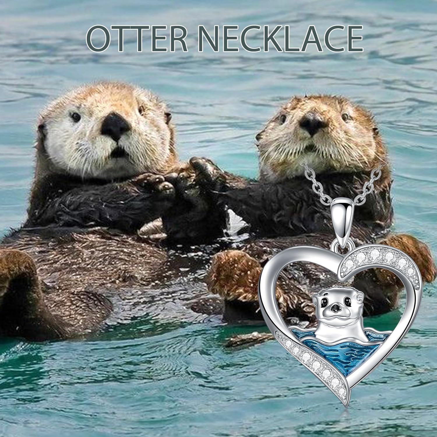 Sterling Silver Sea Otter Pendant Necklace Jewelry Gift-0-3