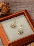 wholesale Gold-Plated 925 Sterling Silver Starburst CZ Dangle Drop Earrings for Women-0-2