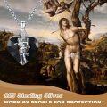 wholesale 925 Sterling Silver 925 Heart-Shaped Black Onyx Saint Archangel Michael Pendant Necklace -0-4