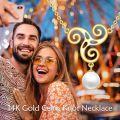 wholesale 14K Gold Swirl Design Freshwater Pearl Pendant Necklace Gift for Her-0-5