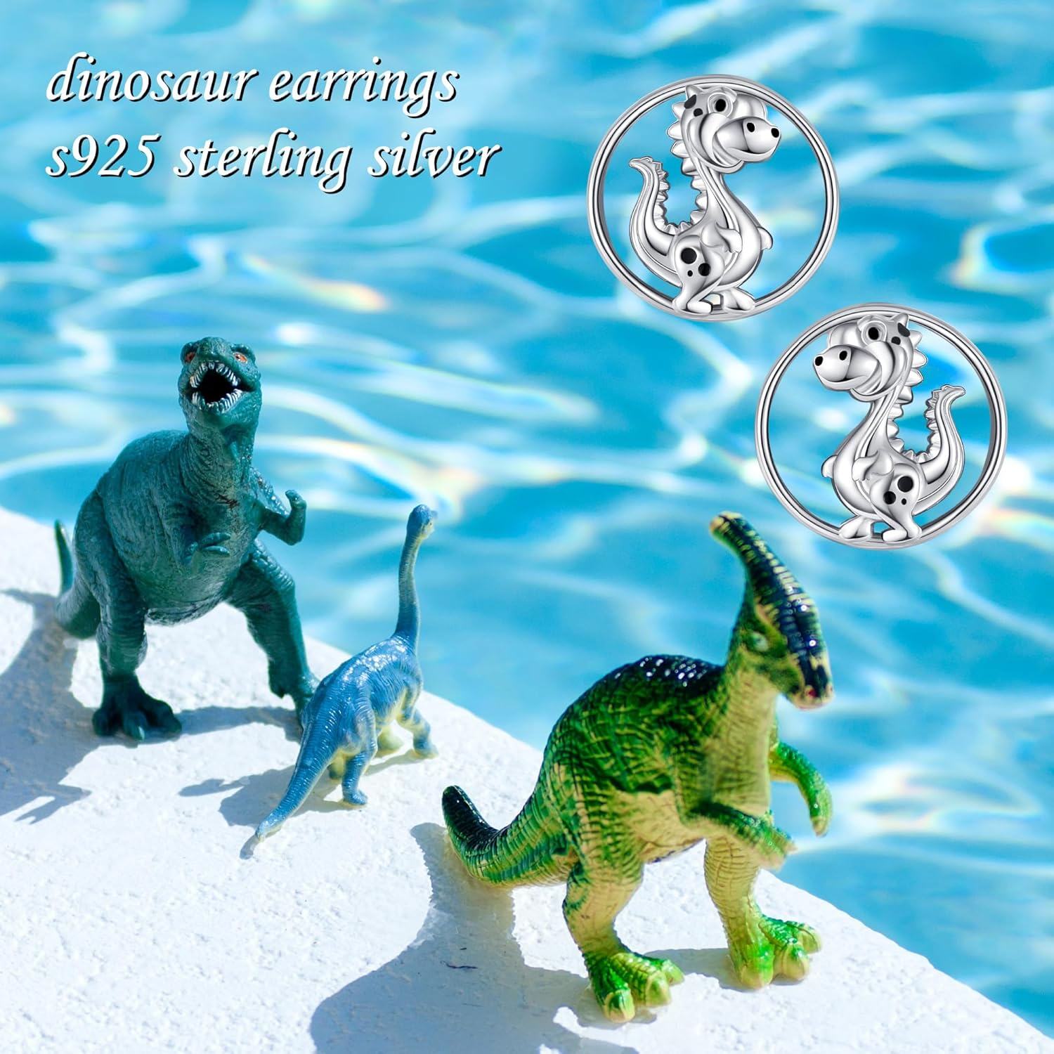 Sterling Silver Dragonfly Dragon Wolf Elephant Dinosaur Hedgehog Stud Earrings Animal Jewelry Gifts for Women-0-2