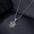 wholesale 925 Sterling Silver Grim Reaper in Star of David Pendant Necklace-0-4