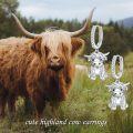 wholesale 925 Sterling Silver Highland Cow Dangle Earrings for Women - Cute Animal Jewelry-0-4