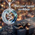 TOUPOP Sterling Silver Blue Crystal Celtic Moon Star Necklace Jewelry Gifts-0-2