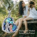 wholesale 925 Sterling Silver Abalone Shell Heart Pendant Necklace with Mother and Daughter Design - Gifts for Mom-0-5