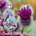 wholesale 925 Sterling Silver Teardrop Abalone Shell & Amethyst Celtic Thistle Pendant Necklace for Women-0-2
