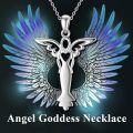 wholesale 925 Sterling Silver Guardian Angel Wing Heart Pendant Necklace for Women s-0-1