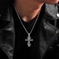 wholesale 925 Sterling Silver Crucifix Pendant Necklace with Black Onyx Stone for Men & Women-0-4
