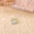 wholesale 925 Sterling Silver Yellow Gold Plated Moonstone Snake Heart Pendant Necklace for Women-0-2