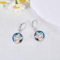 wholesale 925 Sterling Silver Blue Crystal Unicorn Drop Earrings for Women Girls  4cm Long-0-3