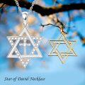 wholesale 925 Sterling Silver Jewish Star of David Pendant with Cubic Zirconia and Cross Charm Necklace for Women Girls Gifts 45cm Chain Length-0-4