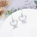 wholesale 925 Sterling Silver Heart-Shaped Drop Earrings with Cubic Zirconia - Hypoallergenic Gift for Her-0-4