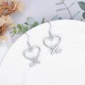 wholesale 925 Sterling Silver Platinum Plated Heart Hockey Stick Drop Earrings For Women-0-4